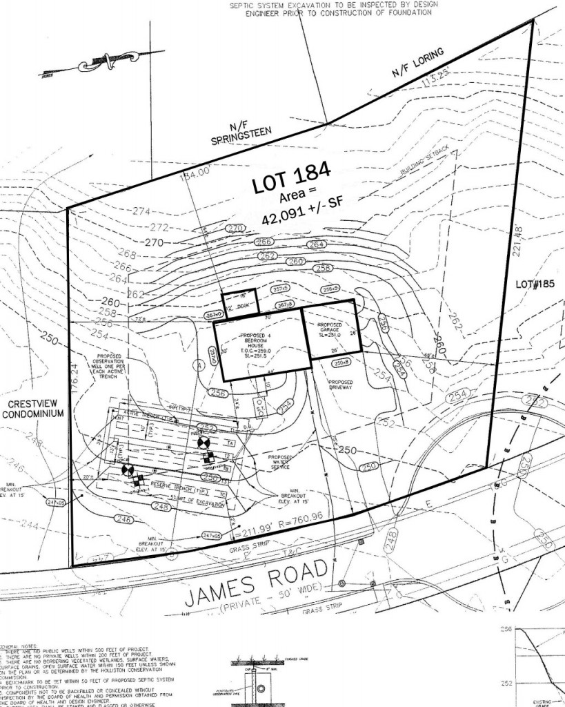 Sample plot plan showing site features